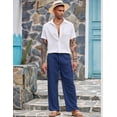 thumbnail image 5 of COOFANDY Mens Linen Cotton Pants Loose Fit Casual Linen Pants Summer Beach Pants, 5 of 6