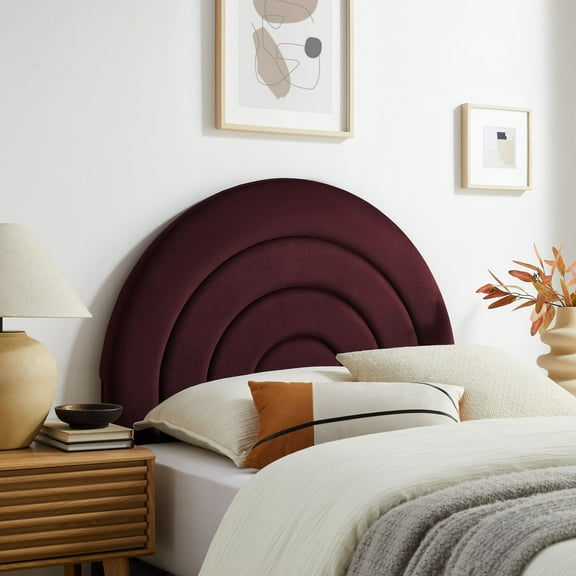 Modway Solana Arched Performance Velvet Twin Headboard in Mulberry