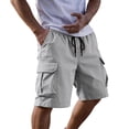 thumbnail image 3 of VV AVEORS Mens Cargo Shorts Elastic Waist Drawstring Casual Work Shorts Summer Hiking Outdoor Shorts With Multi Pockets Light Gray L, 3 of 7