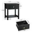 thumbnail image 4 of Wirrytor Wide Fluted Nightstand with Drawer and Open Shelf, Retro Narrow Side Table for Small Spaces, Slim End Table with Solid Wood Legs for Bedroom and Living Room, 4 of 10
