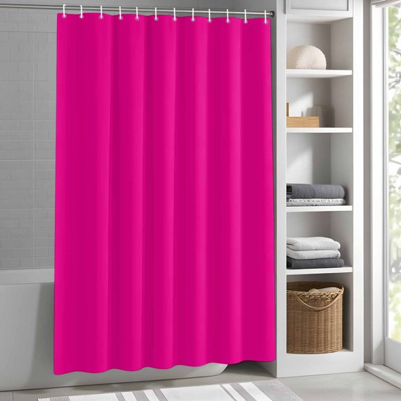 Solid Color Shower Curtain for Bathroom, Pure Pink Rosy Simple Style Fabric Shower Curtain Set with Hooks, Waterproof Washable Bath Curtain for Bathroom Decor, 60"x72"