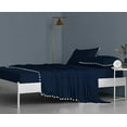 thumbnail image 3 of DNG Creations 4 Piece Pom Pom Sheet Set 100% Egyptian Cotton, White Pom-Pom Fringe Solid Pattern 18 Inch Deep Pocket ( Solid Navy Blue - King ), 3 of 7