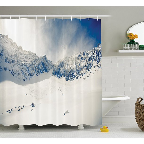 Winter Decorations Shower Curtain By Fantasy Lands On Top Of The World With Snowy Cliffs And Stones Alps Decor Fabric Bathroom Decor Set With Hooks 70 Inches By Ambesonne Walmart Com