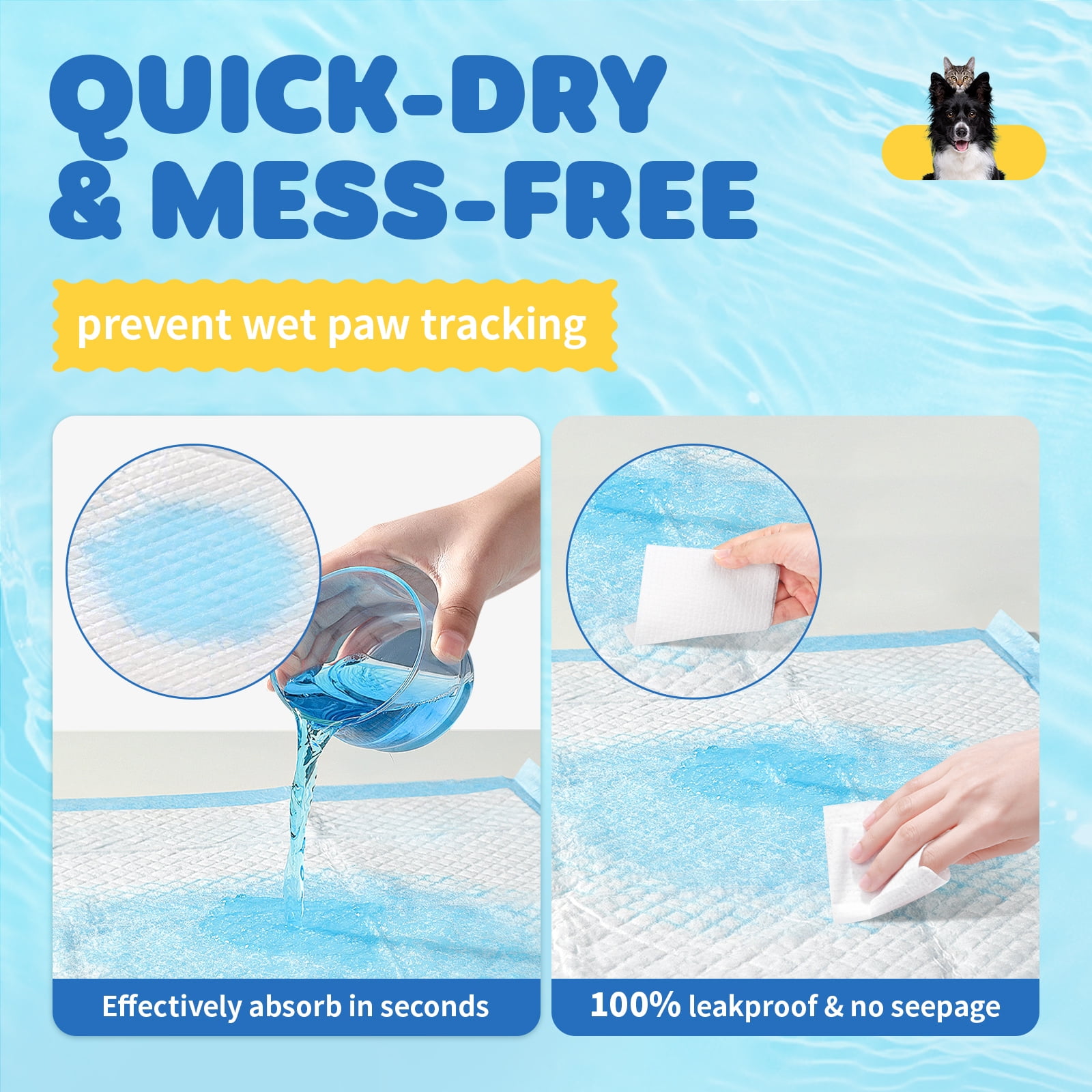 Powools Puppy Pads, Extra Large, 6-Layer Leak-Proof and Super Absorbent, 98 Count, 34” x 28”