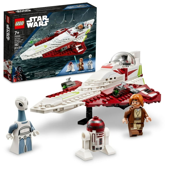 LEGO Star Wars Obi-Wan Kenobi’s Jedi Starfighter 75333, Attack of the Clones Building Set with Taun We Minifigure, Droid Figure and Lightsaber, Gift Idea for Grandchildren or Star Wars Fans Ages 7 
