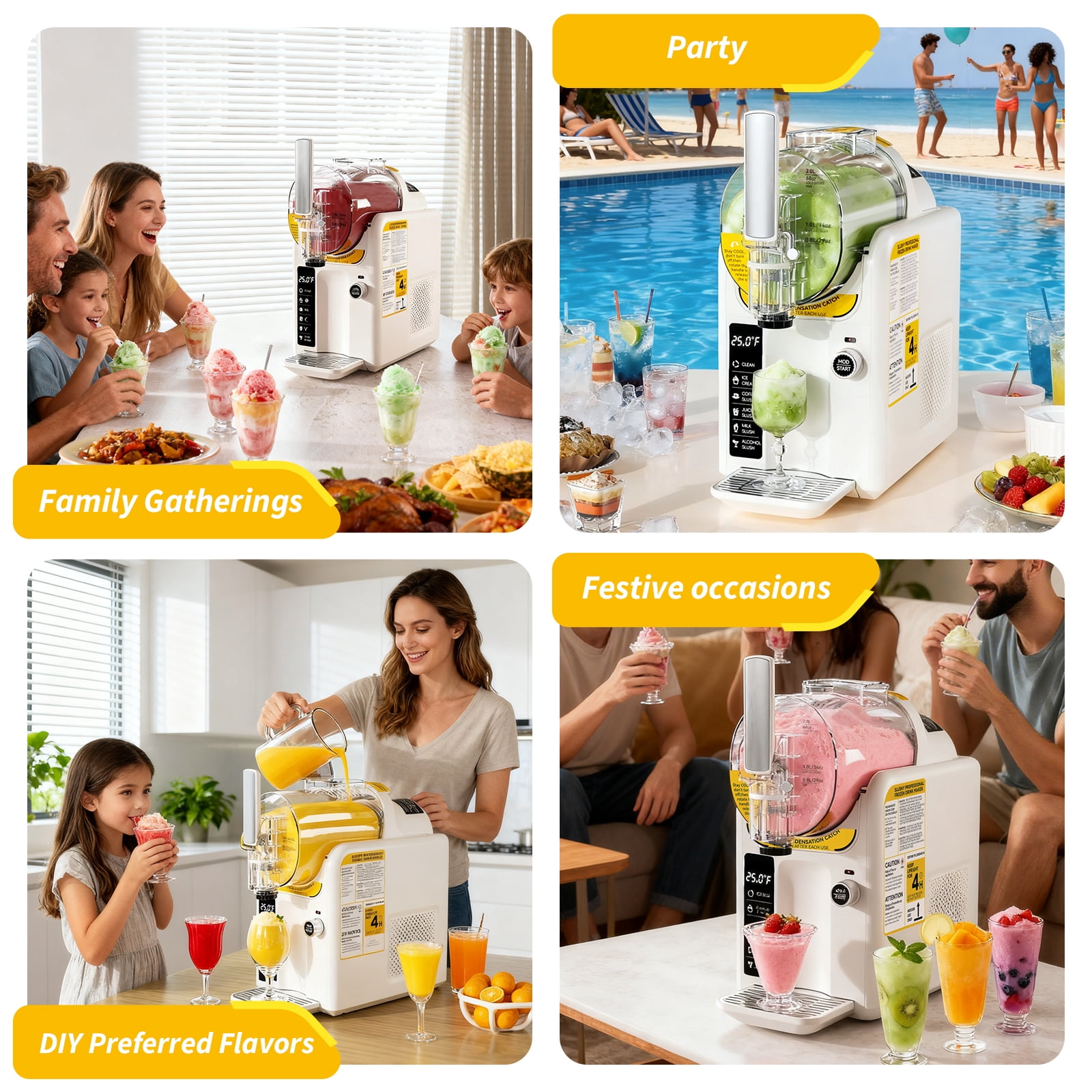 Slushie Machine & Soft Serve Ice Cream Machine, No Ice Needed, Self-Cleaning, 5 Presets for Soft Serve, Frozen Drink