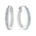 thumbnail image 2 of 14K White Gold Hinged Hoop Earrings with Accent Diamonds(3/4 Inch), 2 of 5