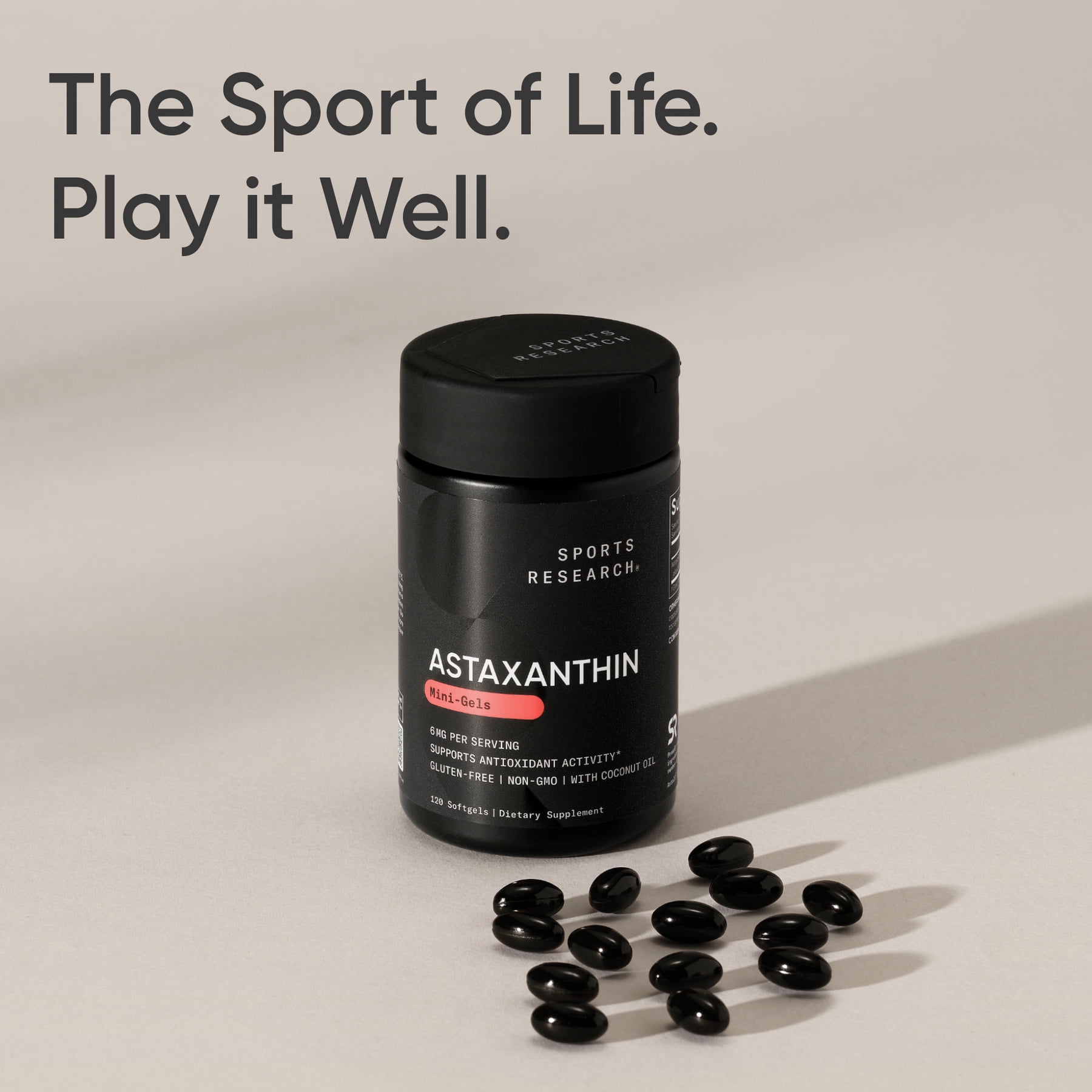 Sports Research® Astaxanthin Supplement from Algae - For Antioxidant Activity, Skin & Eye Health (120 Softgels)