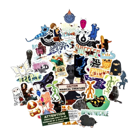 Conquest Journals Fantastic Beasts Magical Creatures Vinyl Stickers, Set of 50, Waterproof, UV and Scratch Resistant, Features Stunning Artwork from both Films