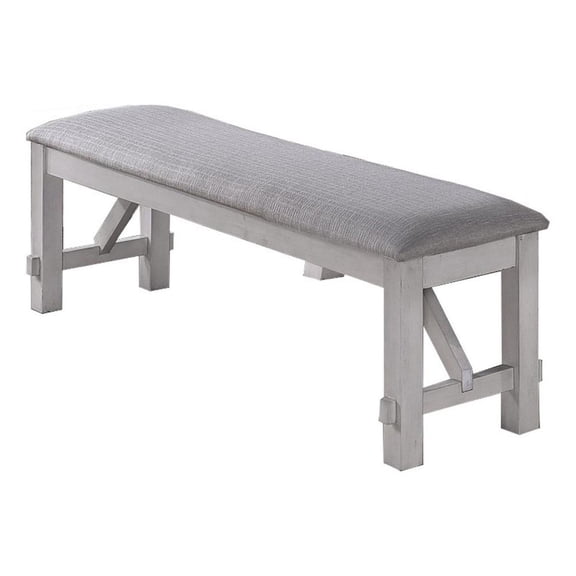 Fabric Upholstered Wooden Bench with Braces, Gray