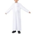 thumbnail image 2 of Amzcrzy Men's Robes Men Polyester Coat Boy's Solid Muslim Robe Arab Middle Robe Long Style Long Sleeve Stand Neck Pocket Robe for Men Lightweight Robes Mens Robe, 2 of 9