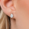 thumbnail image 3 of Gem Stone King 14K Yellow Gold White Moissanite Earrings for Women Men | 2.64 Cttw | Gemstone Birthstone | Pear Shape 9X6MM, 3 of 6