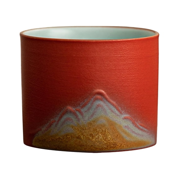 Esquirla Ceramic Tea Cup Traditional Chinese Tea Cup Mug Tumbler Espresso Cup Handcrafted Style Porcelain For Hot And Cold Drinks Suitable For home use office red
