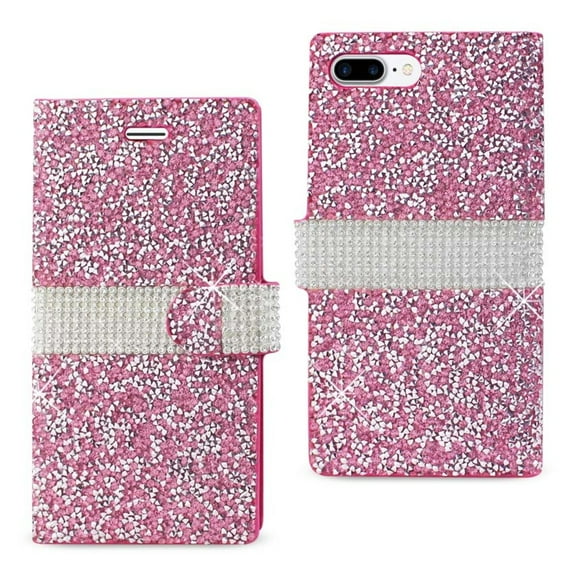 REIKO IPHONE 7 PLUS DIAMOND RHINESTONE WALLET CASE IN PINK