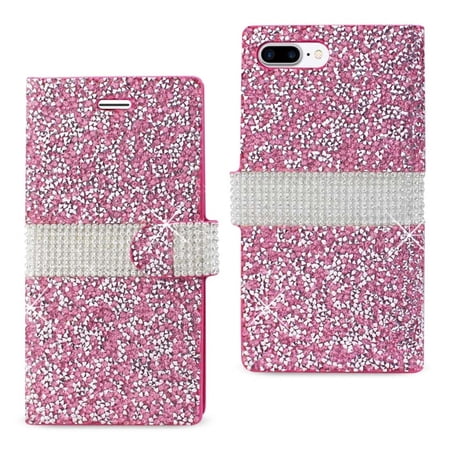 REIKO IPHONE 7 PLUS DIAMOND RHINESTONE WALLET CASE IN PINK