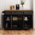 thumbnail image 3 of Rugerasy 54-inch Large Kitchen Island with Foldable Panels and Rolling Cart - Black Finish, 3 of 3