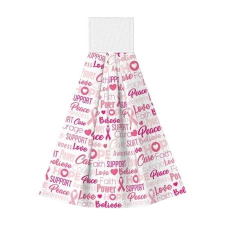 

Zufioo Breast Cancer Ribbons Awareness Print Coral Fleece Velcro Hand Towel Hangable Absorbent Hand Towel Suitable for Kitchen Bathroom Household Items
