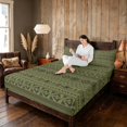 thumbnail image 3 of Manfei Bohemian Aztec Bed Sheets,Exotic Style Fuul Size Sheets, Green Black, Black Reversible 4 Pieces1 Flat Sheet + 1 Fitted Sheet + 2 Pillowcases, 3 of 6