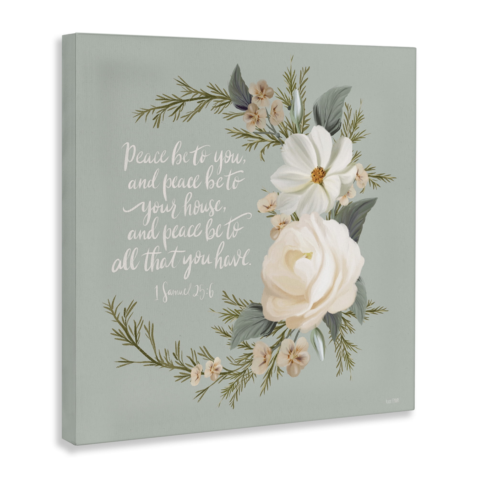 Stupell Industries Peace Be To You Prayer Plants & Flowers Painting Wrapped Canvas Art Print Wall Art, 24 x 24