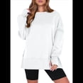 thumbnail image 2 of Sudaderas Oversize para Mujer, Cuello Redondo, Larga, Informales, Holgadas, con Aberturas, para Otoño M, 2 of 9