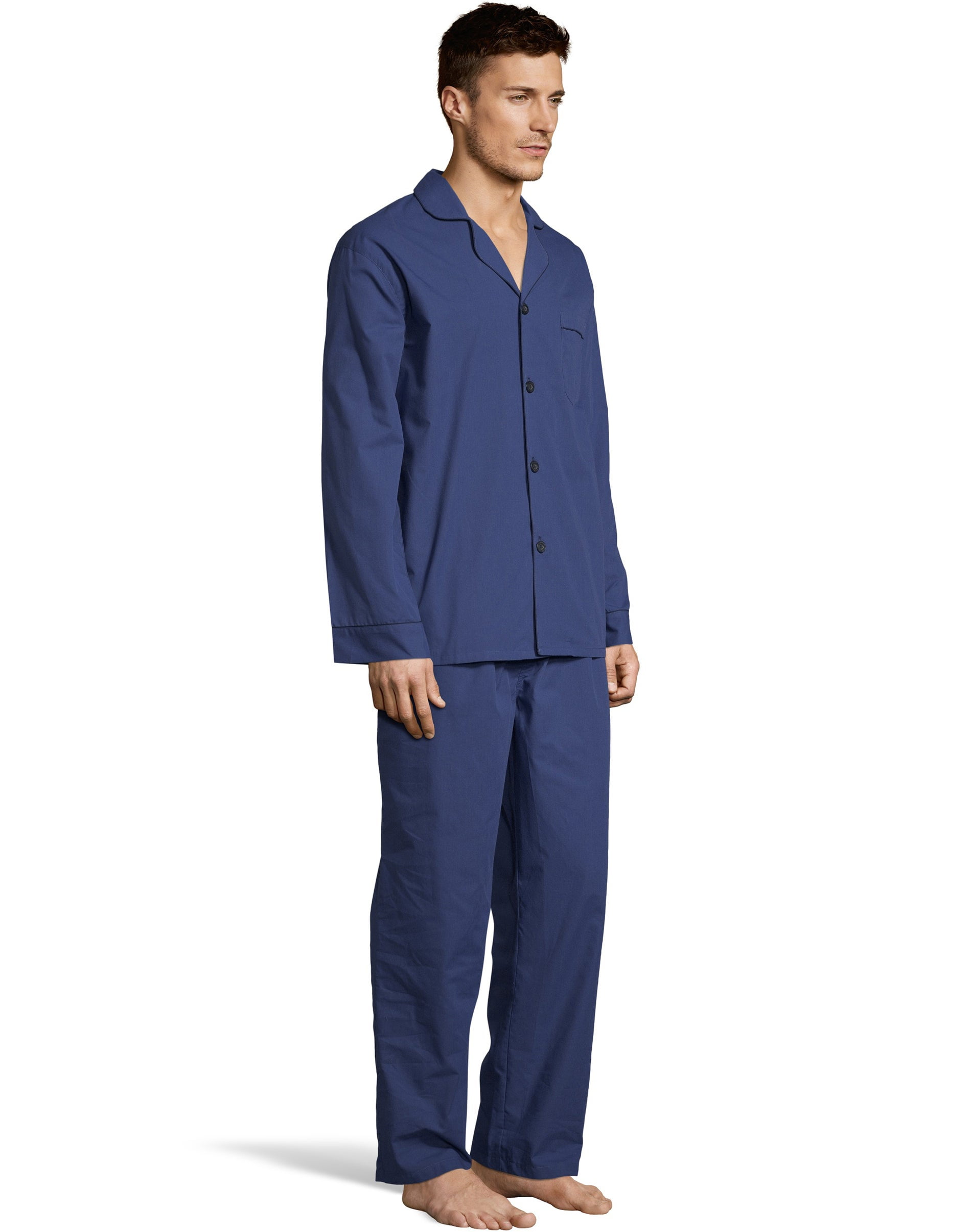 Hanes Men s Woven Plain Weave Pajama Set Walmart