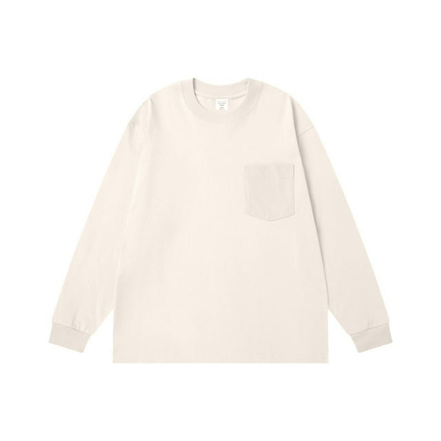 asjyhkr Chandail à Manches Longues pour Hommes, Col Rond, Couleur Unie, Décontracté, Respirant, Randonnée, Gym, Entraînement, avec Poches