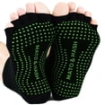 thumbnail image 1 of Toeless Half Toe Yoga Socks With Grip - 3PK Black/Radiant Orchid CA7200 M/L, 1 of 2