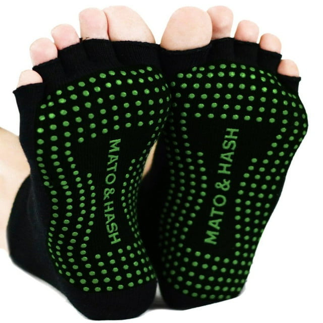 Toeless Half Toe Yoga Socks With Grip - 3PK Black/Radiant Orchid CA7200 M/L