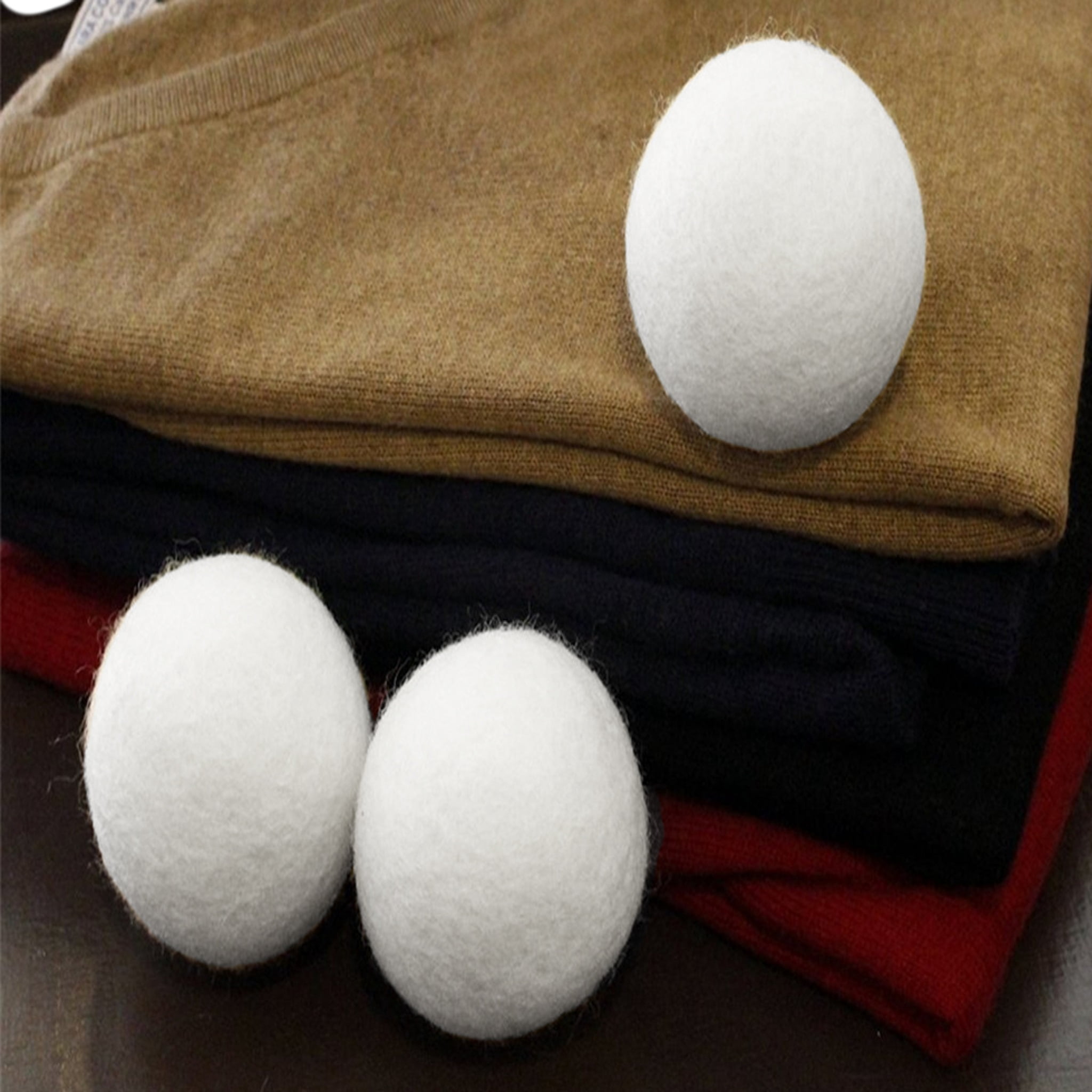 Smart Design Wool Dryer Balls - Natural Eco Fabric Softener - Eliminates Wrinkles & Reduces Static - Set of 3 - White