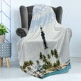 thumbnail image 4 of United States Soft Flannel Fleece Blanket, Hillsboro Lighthouse Pompano Beach Florida Atlantic Ocean Palms Coast, Cozy Plush for Indoor and Outdoor Use, 60" x 80", Blue White Green, by Ambesonne, 4 of 5