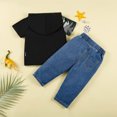 thumbnail image 2 of Uccdo 6M-4T Toddler Baby Boys Clothes Set Casual Short Sleeve T-shirt Top Ripped Denim Pants 2 Pieces Outfits, 2 of 7