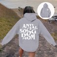thumbnail image 2 of Hpapadks Hoodie Women Funny Social Dog Mom Print Long Sleeve Loose Hooded Top for Dog Lovers Womens Sweatshirt Grey XXL, 2 of 6