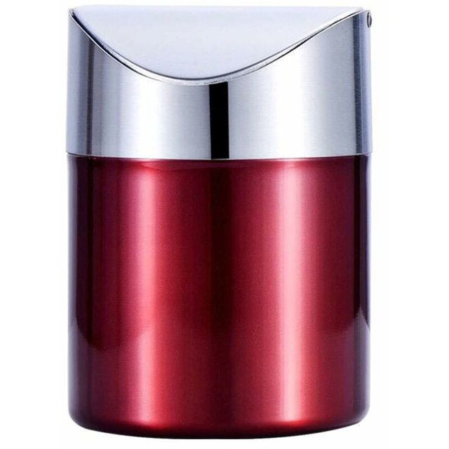 Mini bote de basura Mesa Bote de basura de acero inoxidable Tapa abatible Mini bote de basura Tapa moderna Mesa de bote de basura Práctica mini bote de basura de acero inoxidable Encimera para mesa d