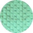 thumbnail image 1 of Ahgly Company Machine Washable Indoor Round Solid Turquoise Blue Modern Area Rugs, 6' Round, 1 of 4