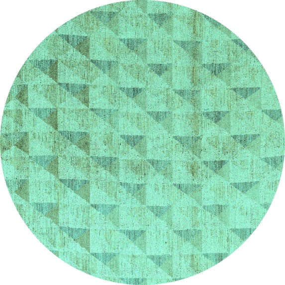 Ahgly Company Indoor Round Solid Turquoise Blue Modern Area Rugs, 7' Round