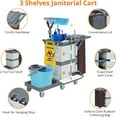 thumbnail image 4 of EastVita Commercial Janitorial Cart with Cabinet, 3-ply Multi-Purpose Engineered Plastic Housekeeping Cart with 30 Gallon Bag Hand Push Utility Cart, 200 lbs Load Capacity, 4 of 7
