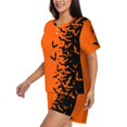 thumbnail image 2 of Fuzoiu Halloween Bats Print Women's Short-Sleeved Pajama Set,Lounge Sleepwear Set,Womens Pajama Sets 2 Piece,Button-Up Top and Shorts with Pockets-3X-Large, 2 of 7
