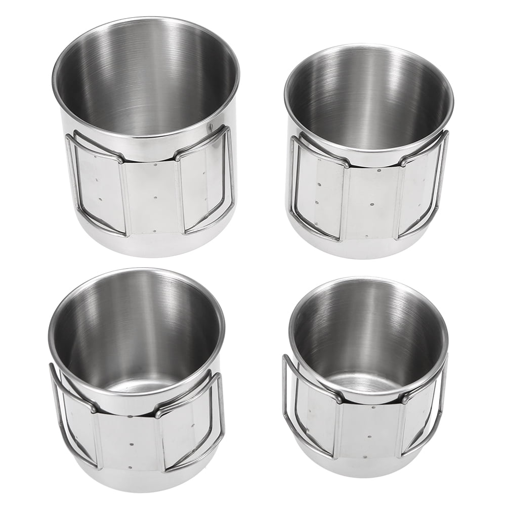 Picnic Dequate 4 Pcs Camping Mug Stainless Steel Cup Set Stackable Cups For Hot Cold Drinks Travel Suitable For For Home Hiking Healthy And Safe With Carry Bag Camping 