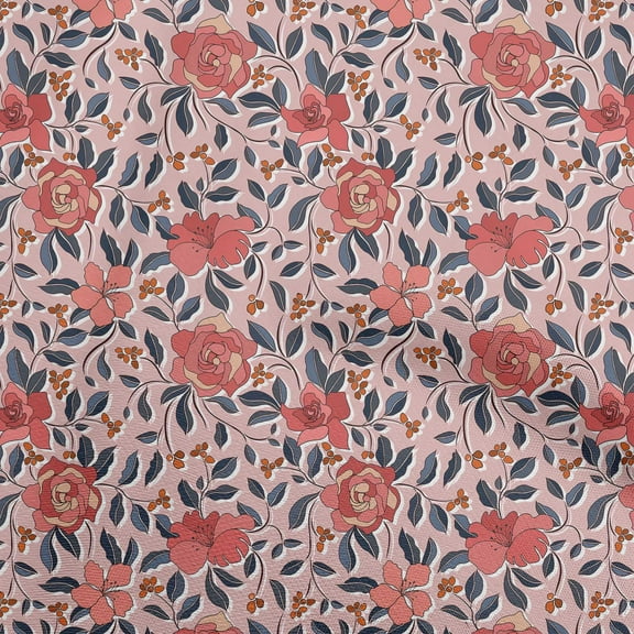 oneOone Cotton Silk Red Fabric Floral Retro Sewing Fabric By The Yard Printed Diy Clothing Sewing Supplies 42 Inch Wide