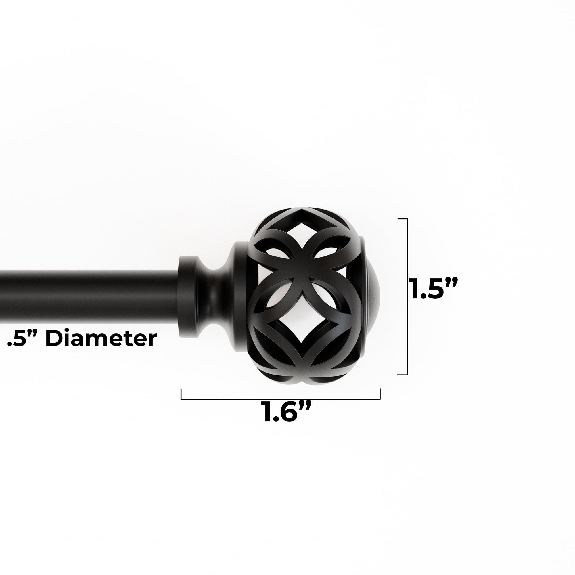 Mainstays 1/2" Black Filagree Knob Adjustable Curtain Rod Set, 48"-84"