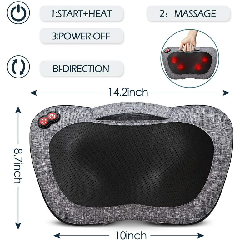 VIKTOR JURGEN Neck Massager with Heat,Shiatsu Shoulder Back Massager  Electric Back Neck Massage Pillow, 3D Deep Tissue Kneading Massagers for  Neck,Back,Foot,Leg ,Gifts for Mom/Dad/Women/Men 