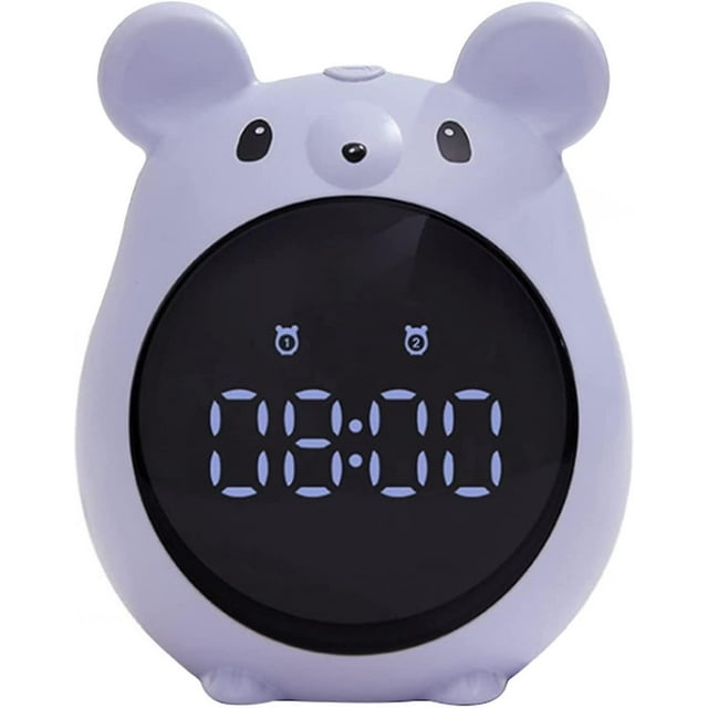 Digital Alarm Clock, Electronic Clock Cartoon Large Screen Mouse Shape Rechargeable Desk Bedroom Bedside Table Blue No.1