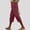 Wine, variant on Women's Cropped Capri Pants with Pockets, High Waist, and Elastic Band for Casual Wear