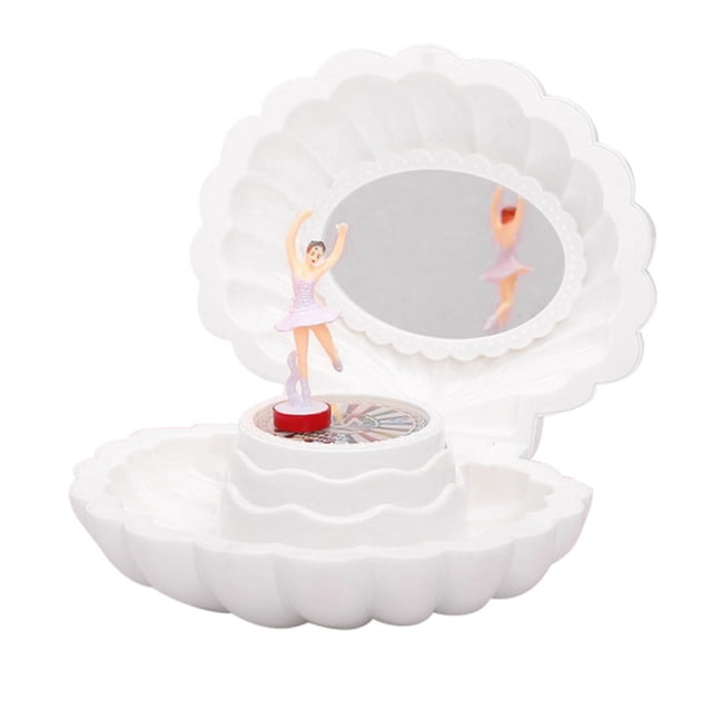 Música Con Forma De Concha Para Chica De Ballet Con Espejo, Caja De Almacenamiento De Joyas, Regalo De Melodía Retro Clásico Para Cumpleaños, Vacaciones, Fiesta De Boda Vogacara HA041621-01