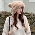 thumbnail image 4 of Warm Knitted Hat with pompoms Woolen Hat Windproof Knitted Trapper lei Feng Hat, 4 of 17