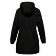 thumbnail image 3 of Women's Plus Size Lightweight Hooded Waterproof Windproof Solid Trench Coat Rain Jacket, Black, Size XXXXXL, 3 of 4