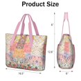 thumbnail image 3 of Tote Bag for Women - Pioneer Flower Shoulder Bag - Large Utility Work Duffle Bag with Zipper Handbag for Travel, Work, Sprots, 3 of 5