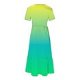 thumbnail image 5 of Summer Beach Dress for Women 2024 Plus Size Fashion Casual Short Sleeve Crewneck Dress Casual Flowy Tiered Maxi Beach Dress With Pockets Gradient Print Dress 50% off Clearance!, 5 of 7