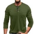 thumbnail image 3 of Xdegoge Mens Shirts Fashion Casual Front Placket Basic T-Shirts Solid Color Crewneck Top Mens Long Sleeve Tee Shirts Stretchy Clothes Daily Deals Camisas Para Hombres Manga Larga, 3 of 7