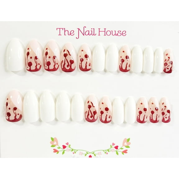 It's A Bloody Good Time Halloween Ballerina Press-On Nails By The Nail House NH - 24 Pieces